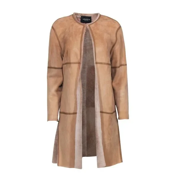 Lafayette 148 - Tan Shearling Jacket Sz M - Picture 1 of 3